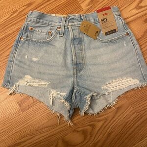 Levi's Women's Distressed Light Blue Jean Shorts